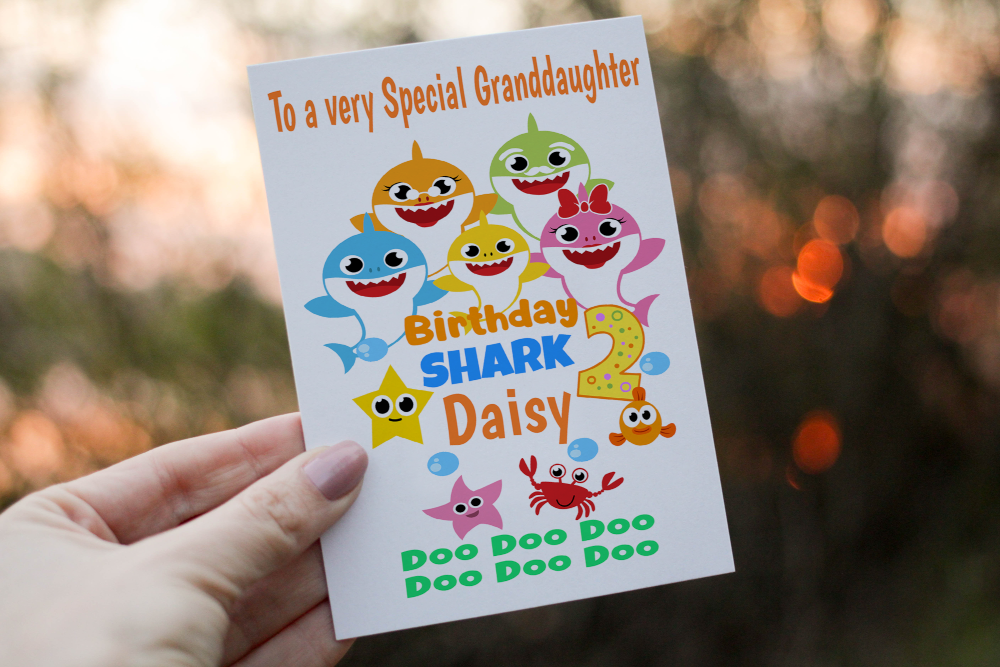 Baby Shark Granddaughter Birthday Card, Card for Granddaughter